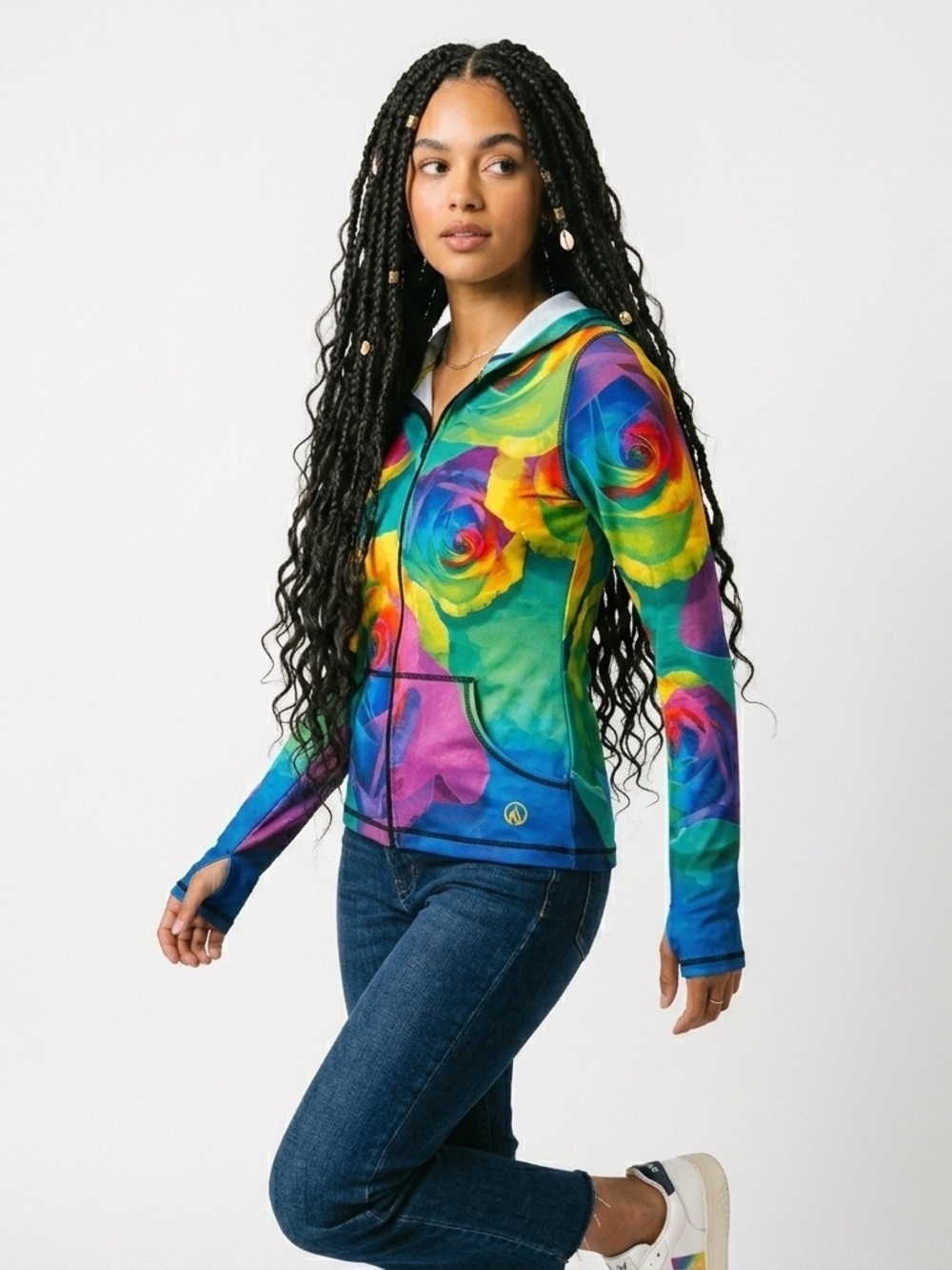 INKnBURN Rainbow Roses Hoodie Full Zip Small Rare